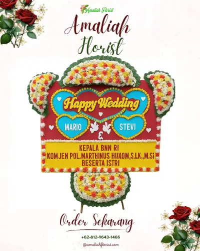 Karangan Papan Bunga Pernikahan di Badak